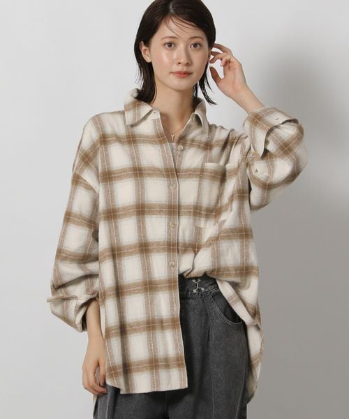 LAKOLE ネルチェックオーバーシャツ ベージュ FREE ウィメンズインナー ラコレ 591248 and ST アンドエスティ（旧ドットエスティ）