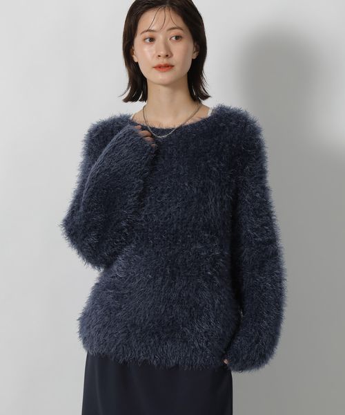 LAKOLE シャギーニットプルオーバー ネイビー FREE ウィメンズインナー ラコレ 591249 and ST アンドエスティ（旧ドットエスティ）