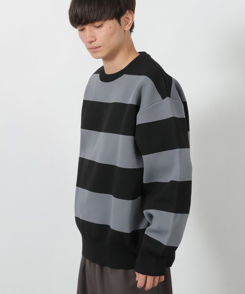 LAKOLE ボーダーニットプルオーバー シルバー L メンズインナー ラコレ 592147 and ST アンドエスティ(旧ドットエスティ) LAKOLE ボーダーニットプルオーバー シルバー L メンズインナー ラコレ 592147 and ST アンドエスティ(旧ドットエスティ)