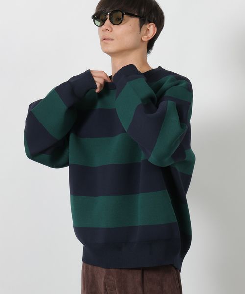 LAKOLE ボーダーニットプルオーバー グリーン L メンズインナー ラコレ 592147 and ST アンドエスティ(旧ドットエスティ) LAKOLE ボーダーニットプルオーバー グリーン L メンズインナー ラコレ 592147 and ST アンドエスティ(旧ドットエスティ)