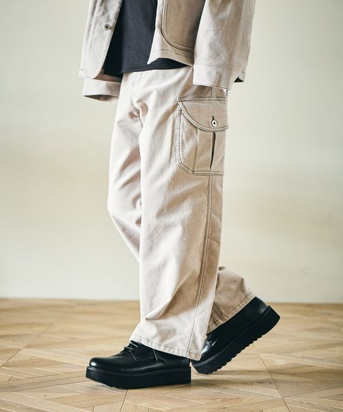 LAKOLE 欠品カラー追加予約【セットアップ可】ツイルコールワークパンツ ライトグレー M メンズボトムス ラコレ 592200 and ST アンドエスティ（旧ドットエスティ）