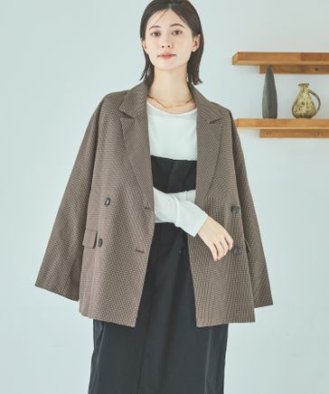 【新品】LAKOLE 新作 チェックダブルジャケット ベージュ M LAKOLE｜チェックダブルジャケット | Rakuten Fashion(楽天