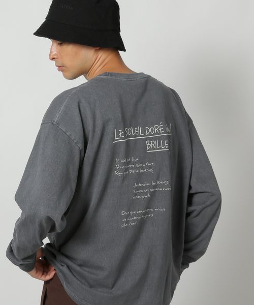 LAKOLE ピグメントバックロゴ長袖T チャコールグレー M メンズインナー ラコレ 593312 and ST アンドエスティ（旧ドットエスティ）