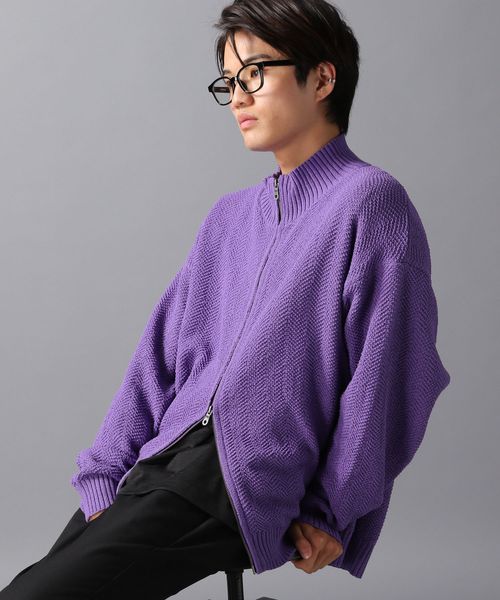 LAKOLE ドライバーズニットカーデ パープル M メンズインナー ラコレ 598618 and ST アンドエスティ（旧ドットエスティ）