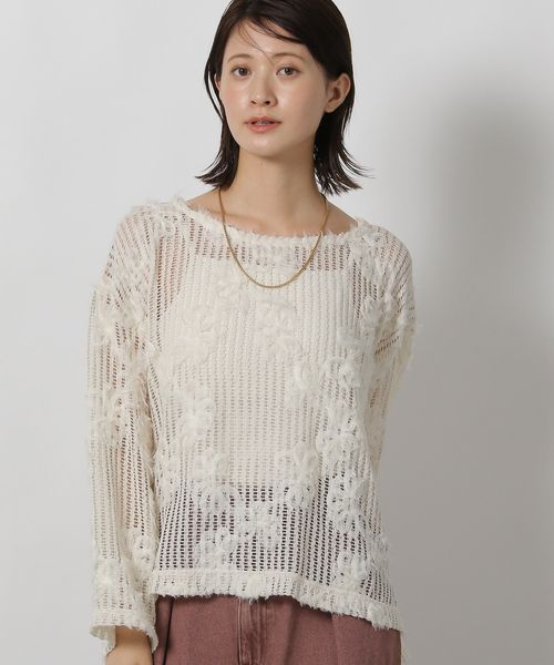 LAKOLE コード刺繍レース長袖 ベージュ FREE ウィメンズインナー ラコレ 601304 and ST アンドエスティ（旧ドットエスティ）