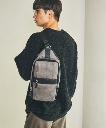 フェイクレザー縦長切替ボディバッグ | [公式]ラコレ（LAKOLE）通販