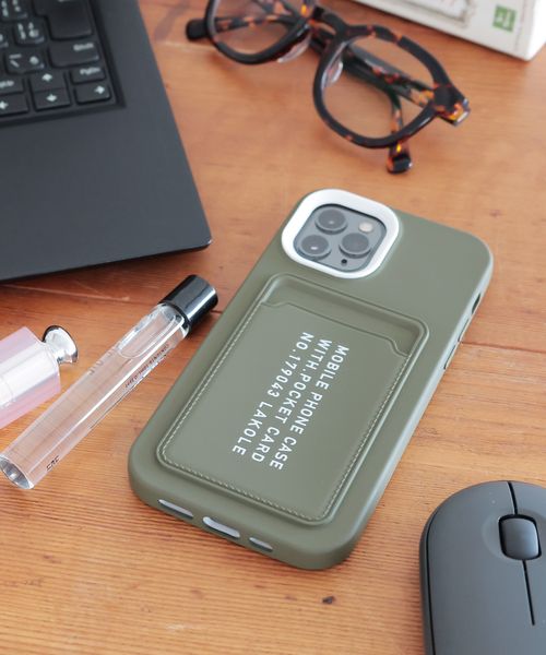 LAKOLE カードポケット付きiPhoneケース[一部店舗限定アイテム] ガジェット カーキ M ラコレ 991463 and ST アンドエスティ（旧ドットエスティ）