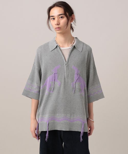LEAD PROJECT 【TASTE by Knit】Animal half zip knit pullover ライトグレー S LEAD PROJECT リードプロジェクト 129463 and ST アンドエスティ(旧ドットエスティ) LEAD PROJECT 【TASTE by Knit】Animal half zip knit pullover ライトグレー S LEAD PROJECT リードプロジェクト 129463 and ST アンドエスティ(旧ドットエスティ)
