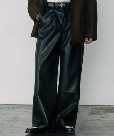 PHATROOM ブラックレザー ワイドパンツ PHATROOM ブラックレザー ワイドパンツ PHATROOM ブラックレザー