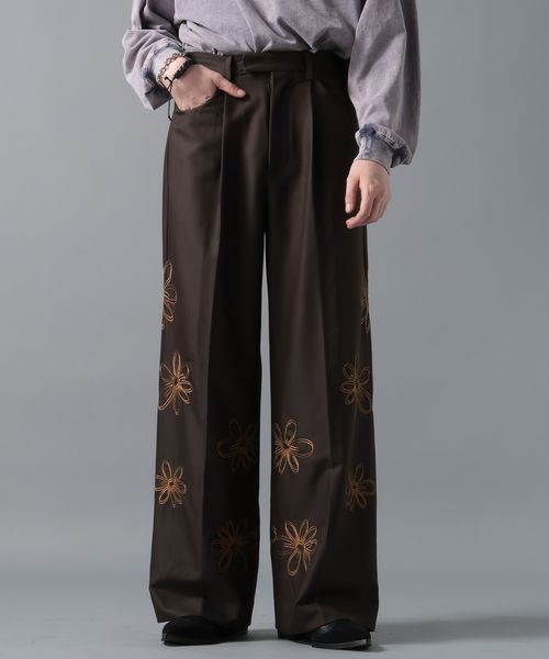 LEAD PROJECT 【ajouter flow】flower embroidery slacks ブラウン L LEAD PROJECT リードプロジェクト 156538 and ST アンドエスティ(旧ドットエスティ) LEAD PROJECT 【ajouter flow】flower embroidery slacks ブラウン L LEAD PROJECT リードプロジェクト 156538 and ST アンドエスティ(旧ドットエスティ)