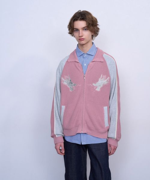 LEAD PROJECT 【TASTE by Knit】Knit embroidery sukajan ピンク S LEAD PROJECT リードプロジェクト 234014 and ST アンドエスティ(旧ドットエスティ) LEAD PROJECT 【TASTE by Knit】Knit embroidery sukajan ピンク S LEAD PROJECT リードプロジェクト 234014 and ST アンドエスティ(旧ドットエスティ)