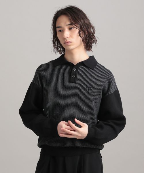 LEAD PROJECT 【TASTE by Knit】Switching knit polo pullover ブラック M LEAD PROJECT リードプロジェクト 234037 and ST アンドエスティ(旧ドットエスティ) LEAD PROJECT 【TASTE by Knit】Switching knit polo pullover ブラック M LEAD PROJECT リードプロジェクト 234037 and ST アンドエスティ(旧ドットエスティ)