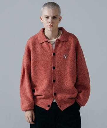 ajouter flow】af metal logo knit collared cardigan | [公式]LEAD