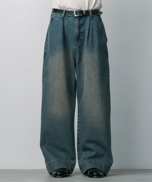 LEAD PROJECT 【LURAKU】tuck wide denim pants ライトブルー L LEAD PROJECT リードプロジェクト 308326 and ST アンドエスティ(旧ドットエスティ) LEAD PROJECT 【LURAKU】tuck wide denim pants ライトブルー L LEAD PROJECT リードプロジェクト 308326 and ST アンドエスティ(旧ドットエスティ)