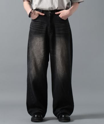 【ajouter flow】slash wide denim pants ajouter flow】slash wide denim pants