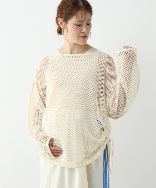 産前・産後対応】マタニティ／メッシュドロストプルオーバー