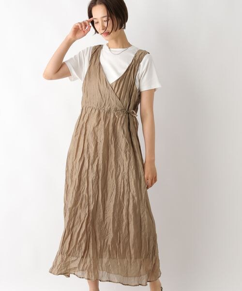 Linen V-Neck あたろ Dress Brown 未発売品 