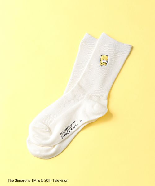 LEPSIM 【THE SIMPSONS/ザ・シンプソンズ】刺繍ソックス オフホワイト スペシャルライン レプシィム 140543 and ST アンドエスティ(旧ドットエスティ) LEPSIM 【THE SIMPSONS/ザ・シンプソンズ】刺繍ソックス オフホワイト スペシャルライン レプシィム 140543 and ST アンドエスティ(旧ドットエスティ)
