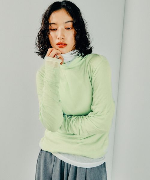 LEPSIM テンセル混タートル【カラー予約】 グリーン FREE ウィメンズインナー レプシィム 145367 and ST アンドエスティ（旧ドットエスティ）