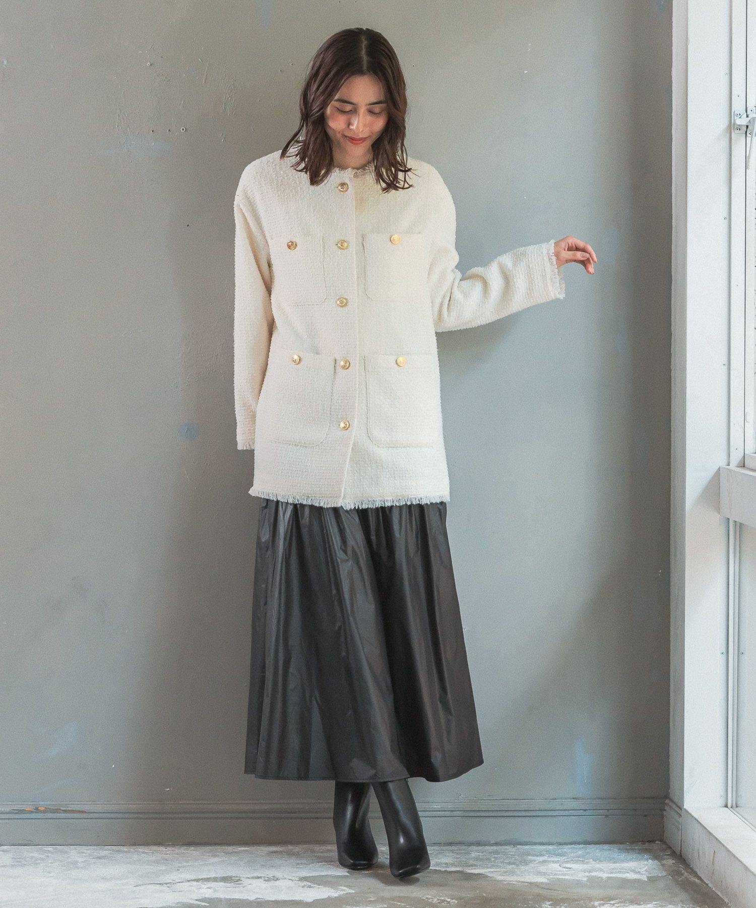 ツイードフリンジジャケット FREE SIZE