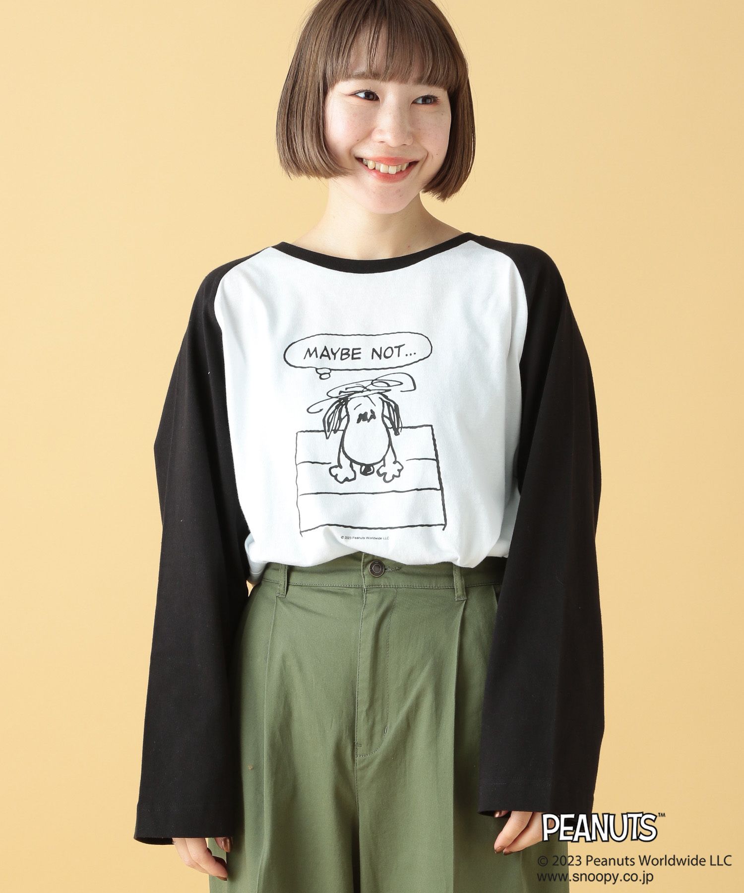 【PEANUTS】ラグランロンT FREE SIZE