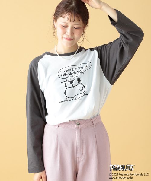 【PEANUTS】ラグランロンT FREE SIZE