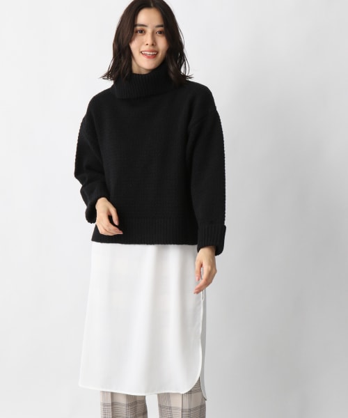 ショート丈ニット ロングインナーのセットアイテム 5ゲージショートニットセットワンピース 公式 レプシィム Lepsim 通販