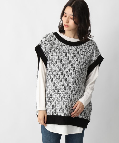 洗える 2way マタニティ 5ゲージキカガク柄ニットベスト 公式 レプシィム Lepsim 通販