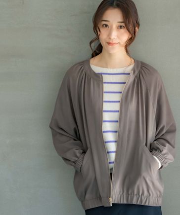 UVカット加工ギャザーネックブルゾン FREE SIZE