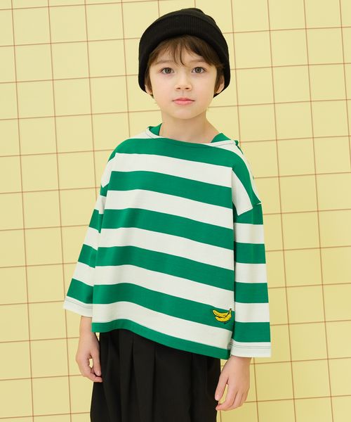 LEPSIM 【KIDS】ボーダーポイント刺繍ロンT グリーン マタニティ レプシィム 286982 and ST アンドエスティ(旧ドットエスティ) LEPSIM 【KIDS】ボーダーポイント刺繍ロンT グリーン マタニティ レプシィム 286982 and ST アンドエスティ(旧ドットエスティ)