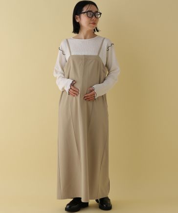 レプシィム マタニティ シャーリングVワンピース ブラック