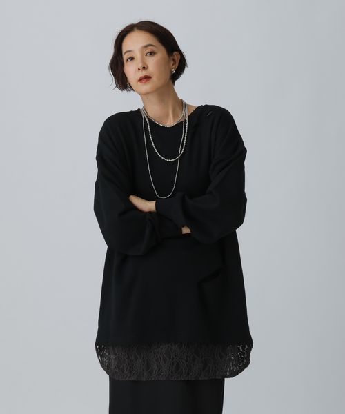 LEPSIM カットアウトレースチュニック ブラック FREE ワンピース レプシィム 290338 and ST アンドエスティ（旧ドットエスティ）