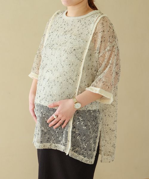 LEPSIM 【産前・産後対応】マタニティ/メッシュフリンジ5分袖プルオーバー ナチュラル FREE マタニティ レプシィム 329602 and ST アンドエスティ(旧ドットエスティ) LEPSIM 【産前・産後対応】マタニティ/メッシュフリンジ5分袖プルオーバー ナチュラル FREE マタニティ レプシィム 329602 and ST アンドエスティ(旧ドットエスティ)