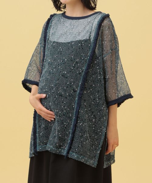 LEPSIM 【産前・産後対応】マタニティ/メッシュフリンジ5分袖プルオーバー ブルー FREE マタニティ レプシィム 329602 and ST アンドエスティ(旧ドットエスティ) LEPSIM 【産前・産後対応】マタニティ/メッシュフリンジ5分袖プルオーバー ブルー FREE マタニティ レプシィム 329602 and ST アンドエスティ(旧ドットエスティ)