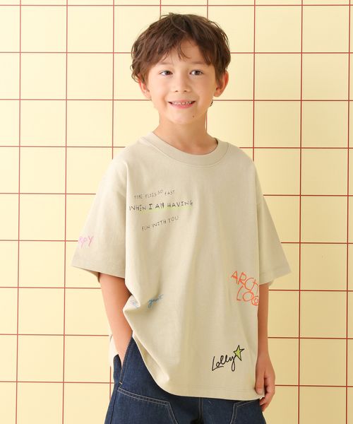 LEPSIM 【KIDS】カラフル手描きロゴT ベージュ マタニティ レプシィム 451661 and ST アンドエスティ(旧ドットエスティ) LEPSIM 【KIDS】カラフル手描きロゴT ベージュ マタニティ レプシィム 451661 and ST アンドエスティ(旧ドットエスティ)