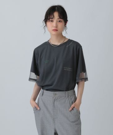 ショッピングバッグ付き LOHEN チュールレイヤードプリントTシャツ