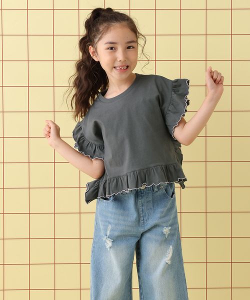 LEPSIM 【KIDS】配色フリルフレンチスリーブプルオーバー チャコールグレー マタニティ レプシィム 578967 and ST アンドエスティ(旧ドットエスティ) LEPSIM 【KIDS】配色フリルフレンチスリーブプルオーバー チャコールグレー マタニティ レプシィム 578967 and ST アンドエスティ(旧ドットエスティ)