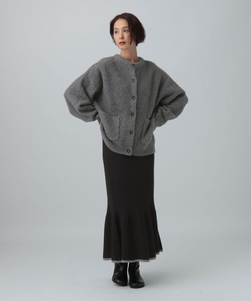 LEPSIM ポケカーディガン＊フレアスカート《2点セット》 チャコールグレー FREE ワンピース レプシィム 587862 and ST アンドエスティ（旧ドットエスティ）