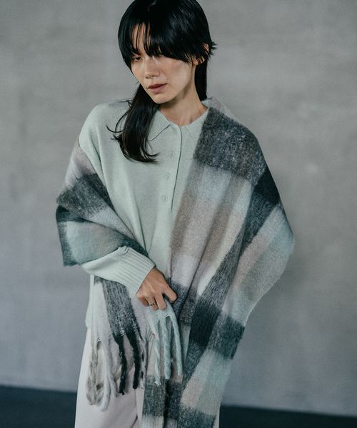 LEPSIM チェック太フリンジストール グリーン ウィメンズグッズ レプシィム 587981 and ST アンドエスティ(旧ドットエスティ) LEPSIM チェック太フリンジストール グリーン ウィメンズグッズ レプシィム 587981 and ST アンドエスティ(旧ドットエスティ)