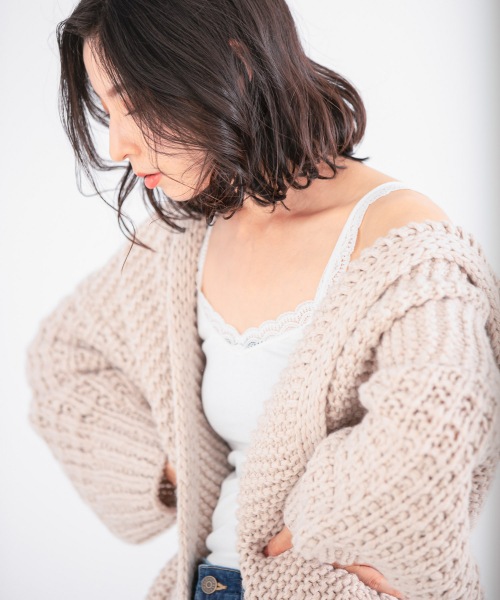 ざっくりとした手編みが大人可愛い ハンドニットフードカーディガン 公式 レプシィム Lepsim 通販
