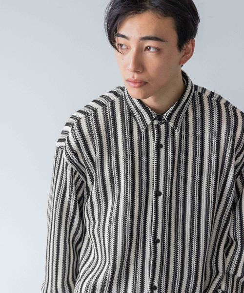 LOWRYS FARM 【UNISEX】レトロストライプニットシャツLS ブラック M メンズ ローリーズファーム 105484 and ST アンドエスティ(旧ドットエスティ) LOWRYS FARM 【UNISEX】レトロストライプニットシャツLS ブラック M メンズ ローリーズファーム 105484 and ST アンドエスティ(旧ドットエスティ)