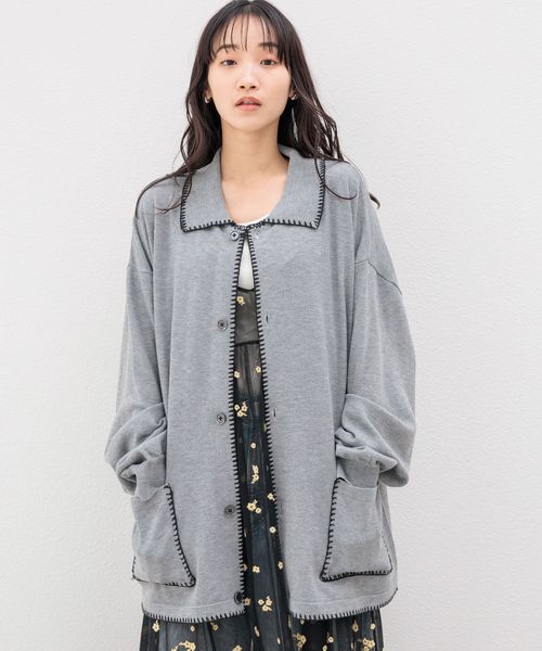 LOWRYS FARM 【UNISEX】ステッチニットシャツカーデ ライトグレー FREE メンズ ローリーズファーム 106270 and ST アンドエスティ(旧ドットエスティ) LOWRYS FARM 【UNISEX】ステッチニットシャツカーデ ライトグレー FREE メンズ ローリーズファーム 106270 and ST アンドエスティ(旧ドットエスティ)