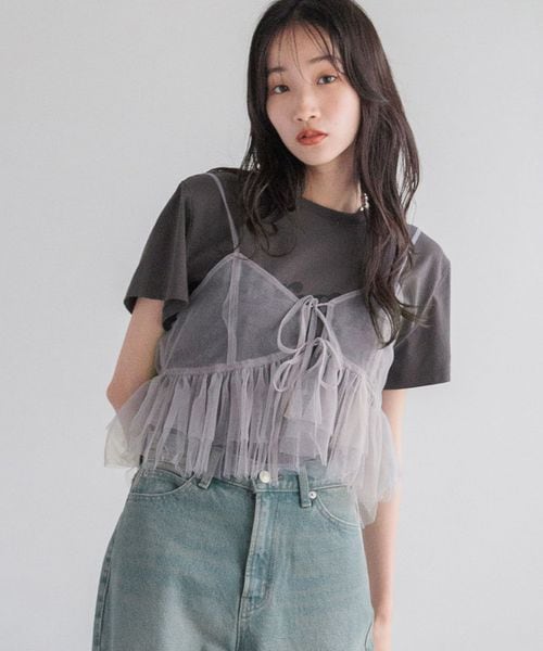 楽天市場】【SALE／37%OFF】チュールフリルキャミ2Pセット A