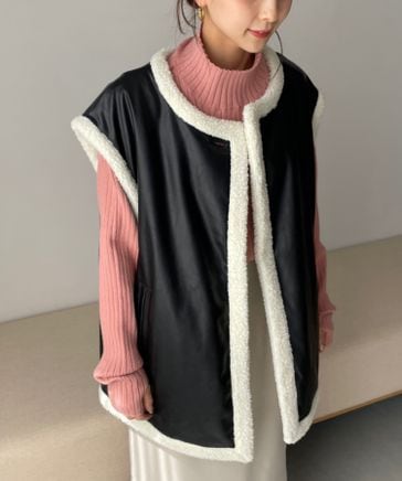 リバーシブル可能】ボアレザーリバーシブルベスト | [公式]ローリーズ