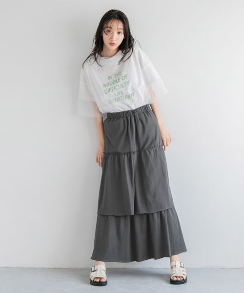 楽天市場】シワ加工マットシャイニーティアードスカート ※3月26