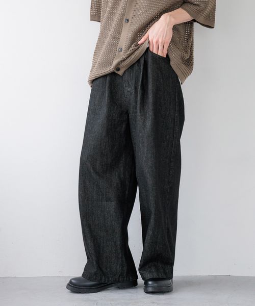 LOWRYS FARM 【MEN】ライトタックデニムワイドパンツ ブラック M メンズ ローリーズファーム 130971 and ST アンドエスティ(旧ドットエスティ) LOWRYS FARM 【MEN】ライトタックデニムワイドパンツ ブラック M メンズ ローリーズファーム 130971 and ST アンドエスティ(旧ドットエスティ)