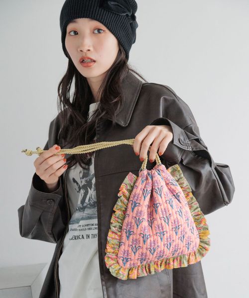 LOWRYS FARM フラワーフリルキンチャクBAG ピンク ウィメンズグッズ ローリーズファーム 133001 and ST アンドエスティ(旧ドットエスティ) LOWRYS FARM フラワーフリルキンチャクBAG ピンク ウィメンズグッズ ローリーズファーム 133001 and ST アンドエスティ(旧ドットエスティ)