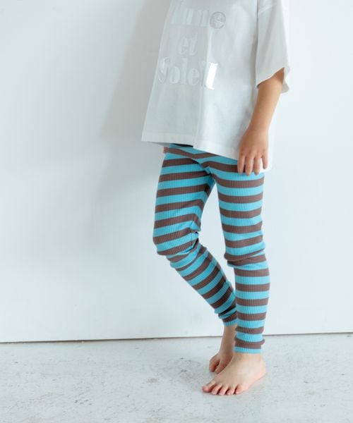 LOWRYS FARM 【KIDS】ボーダーリブレギンス ライトブルー キッズ ローリーズファーム 134398 and ST アンドエスティ(旧ドットエスティ) LOWRYS FARM 【KIDS】ボーダーリブレギンス ライトブルー キッズ ローリーズファーム 134398 and ST アンドエスティ(旧ドットエスティ)