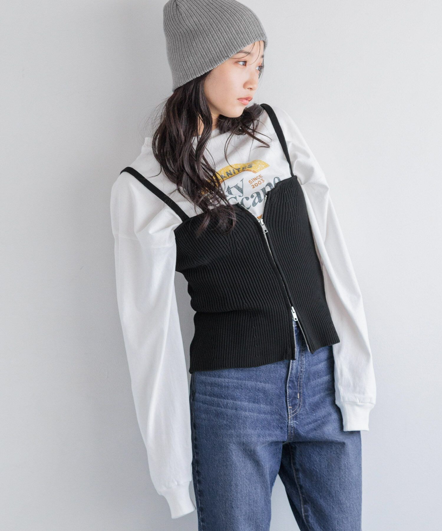 【sheller シェリエ】フロントZIPビスチェ shéller シェリエ フロントZIPビスチェ