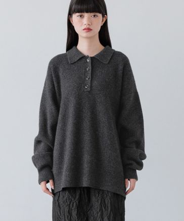 yuw（ユウ）の「スカシガラニットポロワンピース 264101